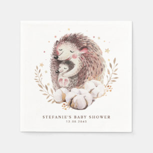 Serviette En Papier Fête de naissance hérisson maman et bébé aquarelle