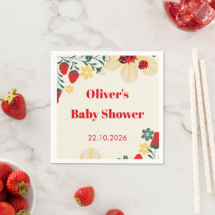 Serviette En Papier Fête de naissance Ladybug & Strawberry Baby