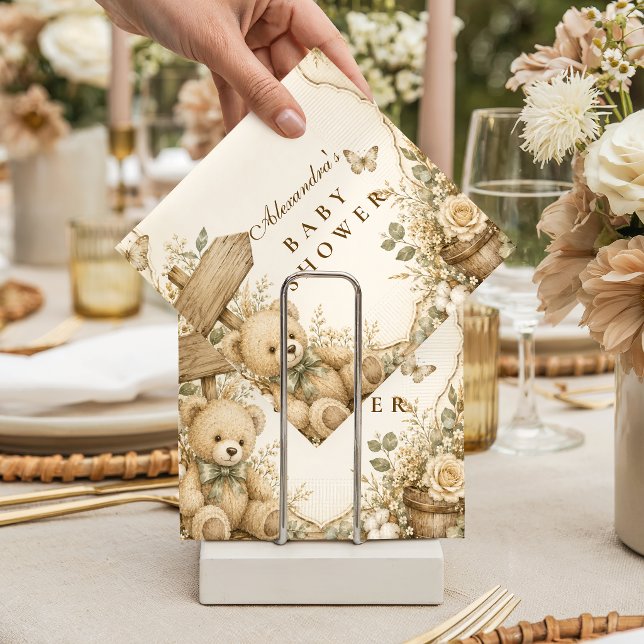 Serviette En Papier Fête de naissance ourson rustique (Créateur téléchargé)