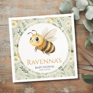 Serviette En Papier Fête de naissance personnalisée abeille fleur sauv
