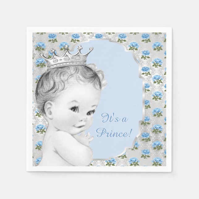 Serviette En Papier Fête de naissance Prince garçons (Devant)