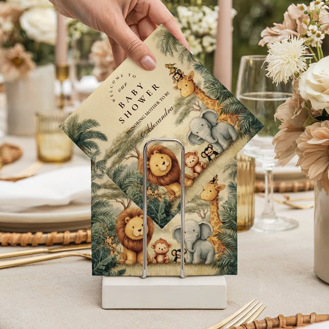 Serviette En Papier Fête de naissance Rustique Safari Friends (Créateur téléchargé)