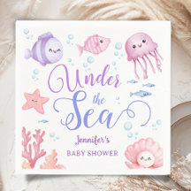 Fête de Naissance Sous L'Océan Fille Rose Animaux
