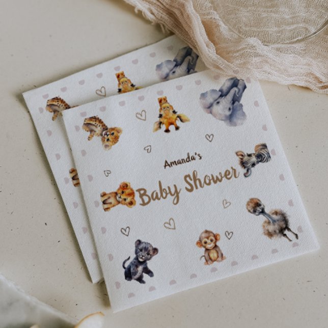 Serviette En Papier Fête de naissance sur le thème de la jungle avec d (Créateur téléchargé)