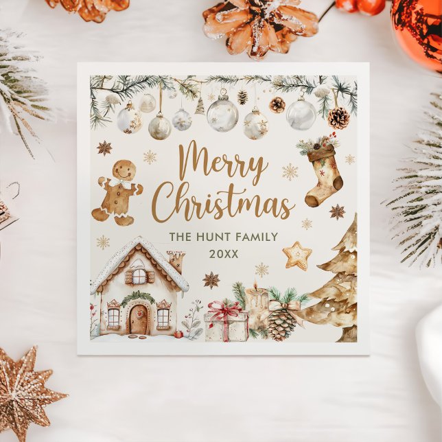 Serviette En Papier Fête de Noël aquarelle festive  (Créateur téléchargé)
