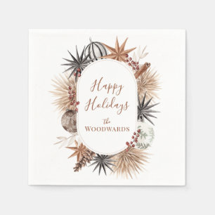 Serviette En Papier Fête de Noël aquarelle personnalisée