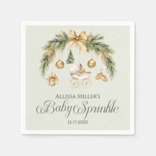 Serviette En Papier Fête de Noël aquarelle verdure bébé hivernal