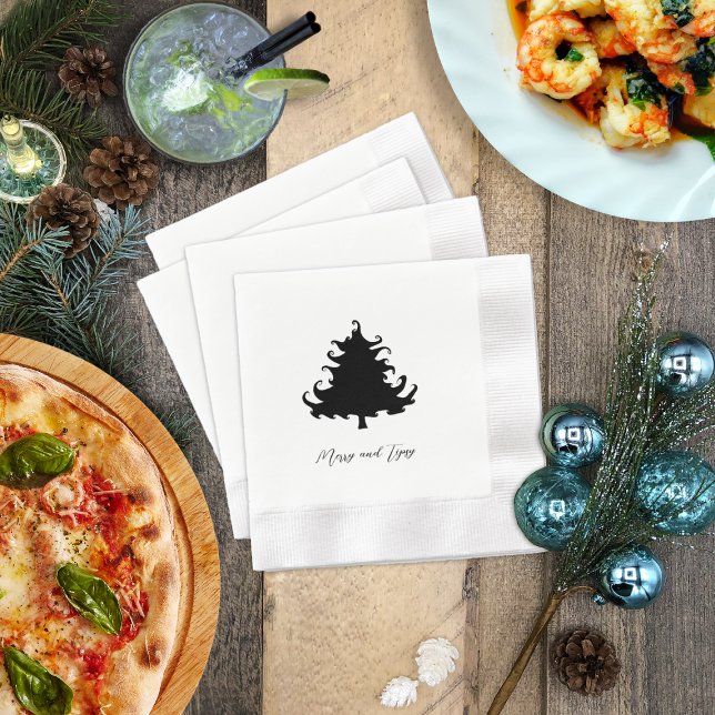 Serviette En Papier Fête de Noël Arbre de Noël Noir (Créateur téléchargé)