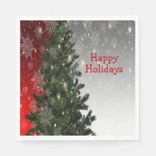 Serviette En Papier Fête de Noël Arbre vert Rouge Argent Flèches