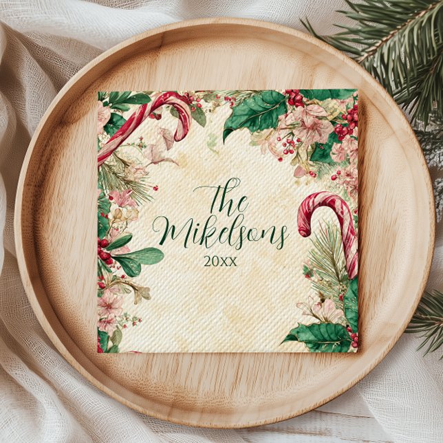 Serviette En Papier Fête de Noël au bonbon rustique (Créateur téléchargé)