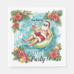 Serviette En Papier Fête de Noël au bord de la piscine avec le Père No