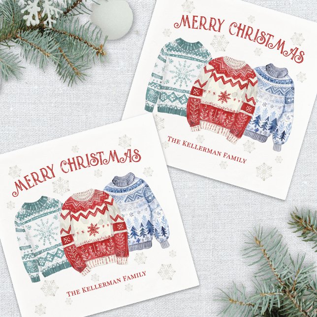 Serviette En Papier Fête de Noël au pull-over moche (Ugly Sweater Merry Christmas Party Napkins)