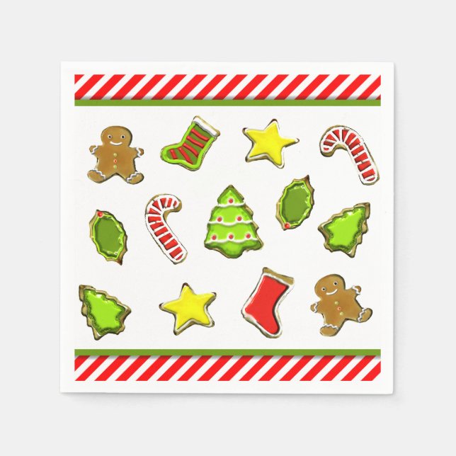 Serviette En Papier Fête de Noël avec biscuits de Noël (Devant)