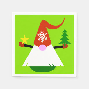 Serviette En Papier Fête de Noël avec Gnome de Noël
