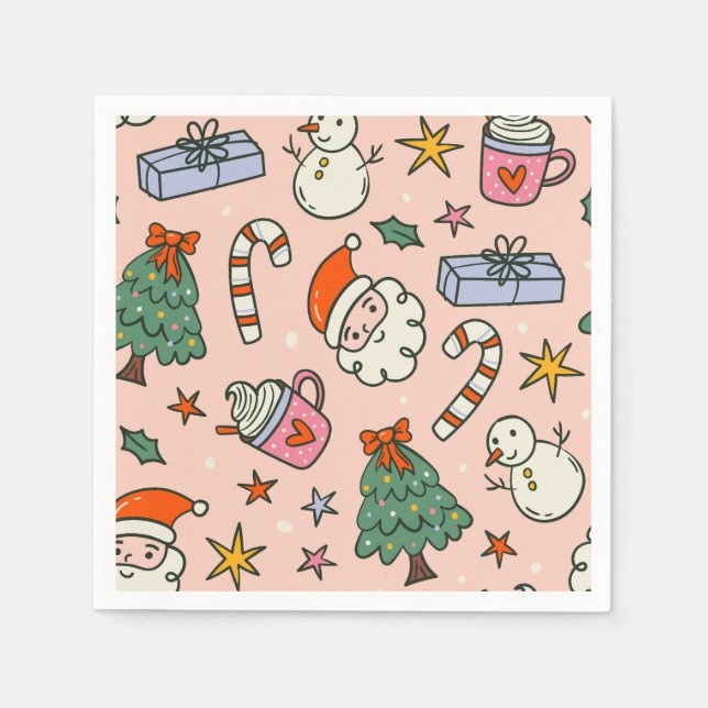 Serviette En Papier Fête de Noël avec le Père Noël (Devant)