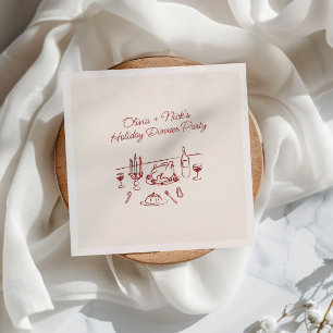 Serviette En Papier Fête de Noël avec main rouge fantaisie