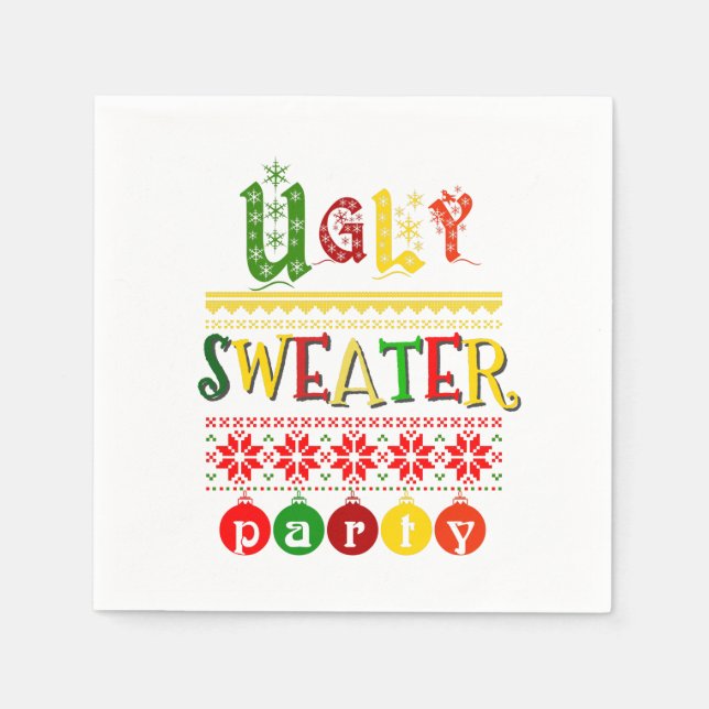 Serviette En Papier Fête de Noël avec un pull moche de Noël  (Devant)