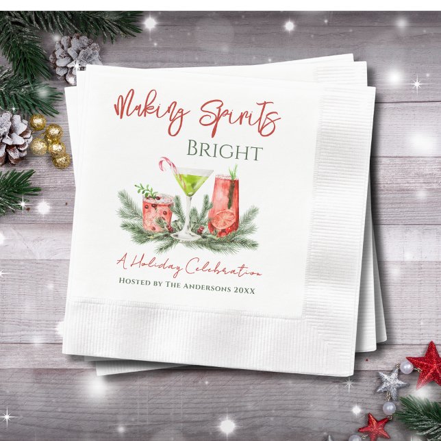 Serviette En Papier Fête de Noël : Cocktail Making Spirits Bright  (Créateur téléchargé)