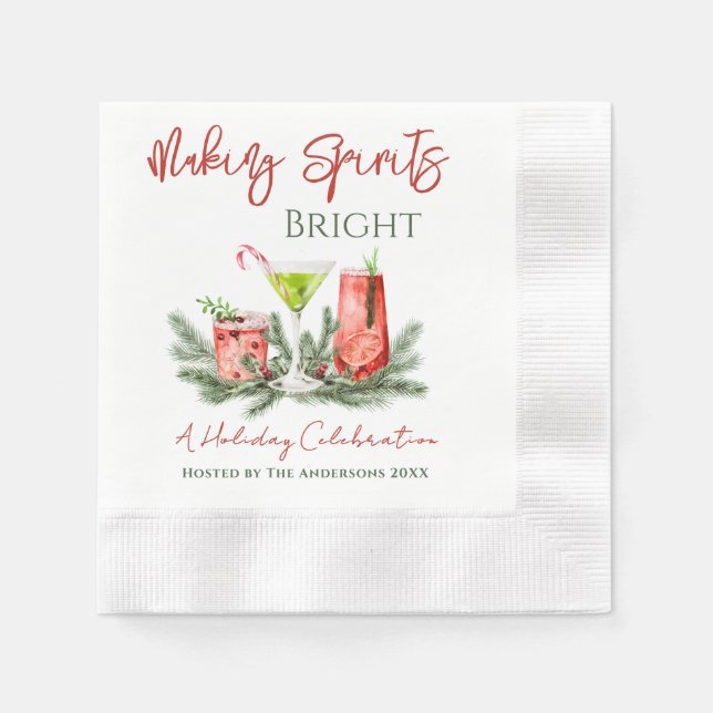 Serviette En Papier Fête de Noël : Cocktail Making Spirits Bright  (Devant)