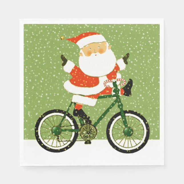 Serviette En Papier Fête de Noël de cyclisme en vélo (Devant)