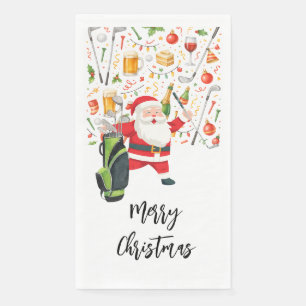 Serviette En Papier Fête de Noël de golf sur le thème du Père Noël