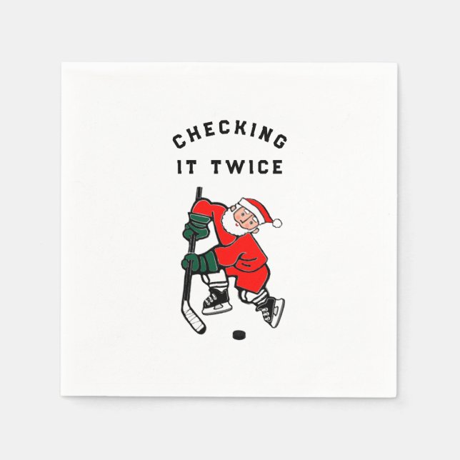 Serviette En Papier Fête de Noël de hockey (Devant)