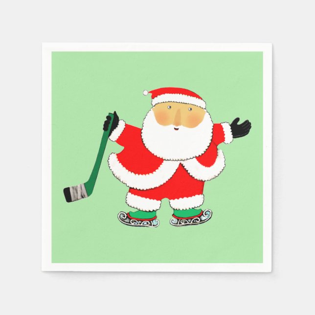 Serviette En Papier Fête de Noël de hockey (Devant)