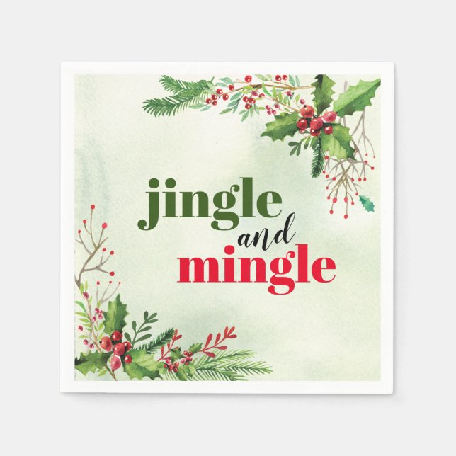 Serviette En Papier Fête de Noël de Jingle et Mingle (Devant)
