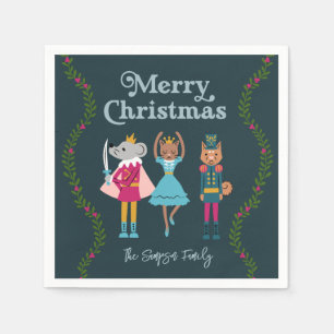 Serviette En Papier Fête de Noël de la Bande de Casse-Noisette verte