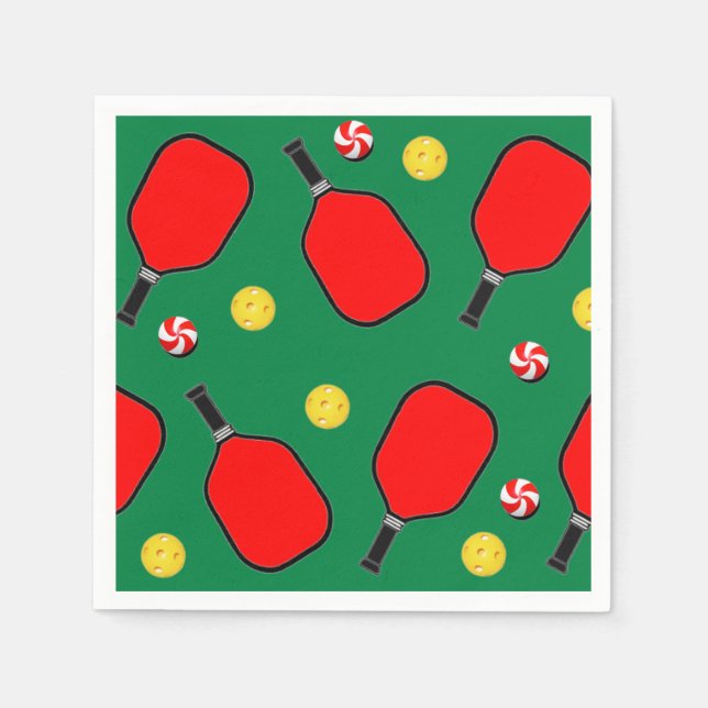 Serviette En Papier Fête de Noël de Pickleball (Devant)