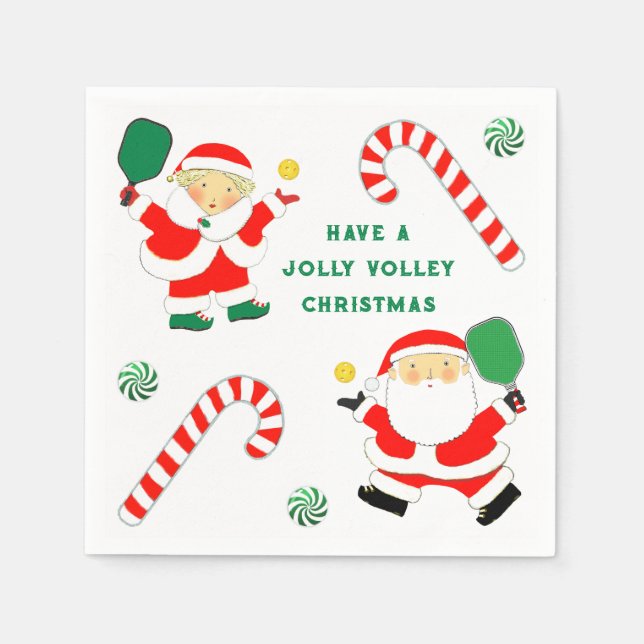 Serviette En Papier Fête de Noël de Pickleball (Devant)