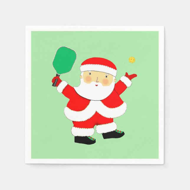 Serviette En Papier Fête de Noël de Pickleball (Devant)