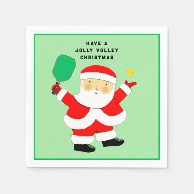 Serviette En Papier Fête de Noël de Pickleball (Devant)