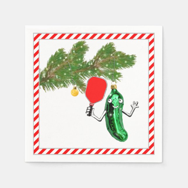 Serviette En Papier Fête de Noël de pickleball (Devant)