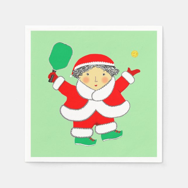 Serviette En Papier Fête de Noël de pickleball (Devant)