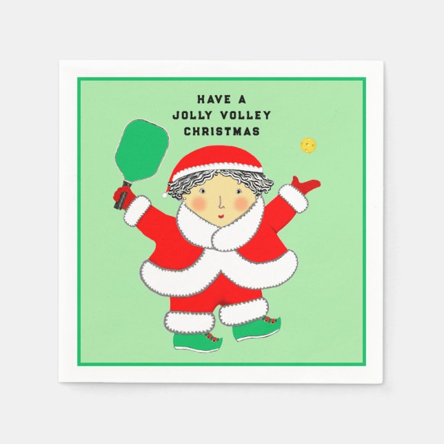Serviette En Papier Fête de Noël de Pickleball (Devant)