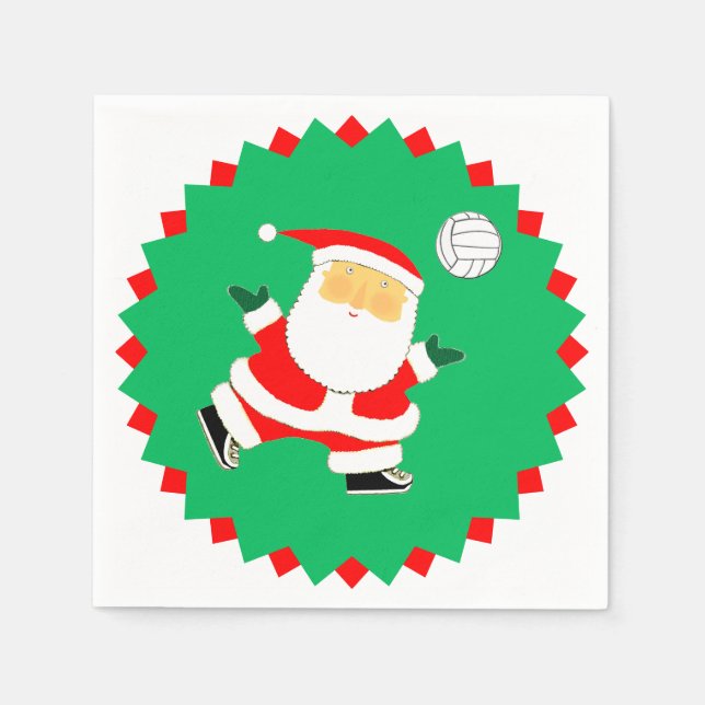 Serviette En Papier Fête de Noël de volley-ball (Devant)