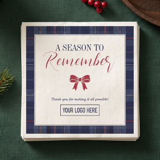 Serviette En Papier Fête de Noël d'entreprise à carreaux Navy