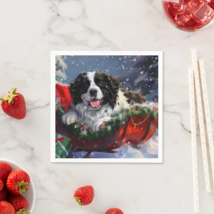 Serviette En Papier Fête de Noël des chiens de Terre-Neuve