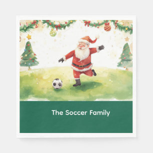 Serviette En Papier Fête de Noël du football du Père Noël