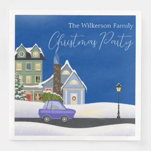 Serviette En Papier Fête de Noël du village de Noël du Cosy Blue Winte