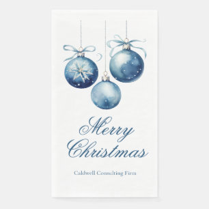 Serviette En Papier Fête de Noël élégante bleue personnalisée