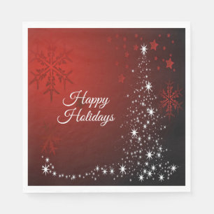 Serviette En Papier Fête de Noël Etoiles blanches Arbre Red Feux de ne