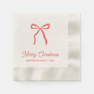 Serviette En Papier Fête de Noël familiale personnalisée Red Bow