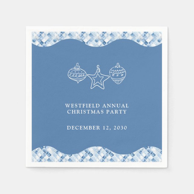 Serviette En Papier Fête de Noël Motif Dusty Blue Check (Devant)