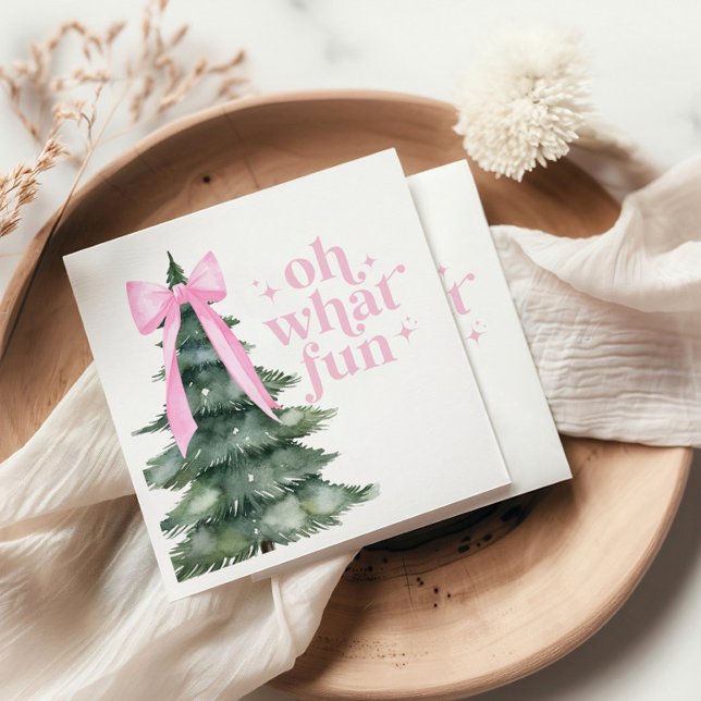 Serviette En Papier Fête de Noël Oh Quel Plaisir Rose (Créateur téléchargé)