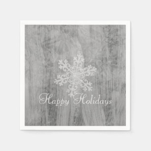 Serviette En Papier Fête de Noël Peace Joy Cheer Flocon de Neige Argen