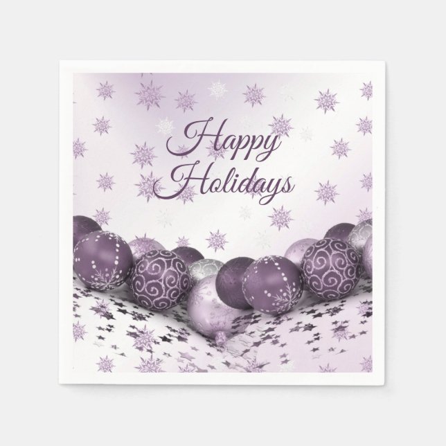 Serviette En Papier Fête de Noël Pink Purple Orament Snowflakes (Devant)