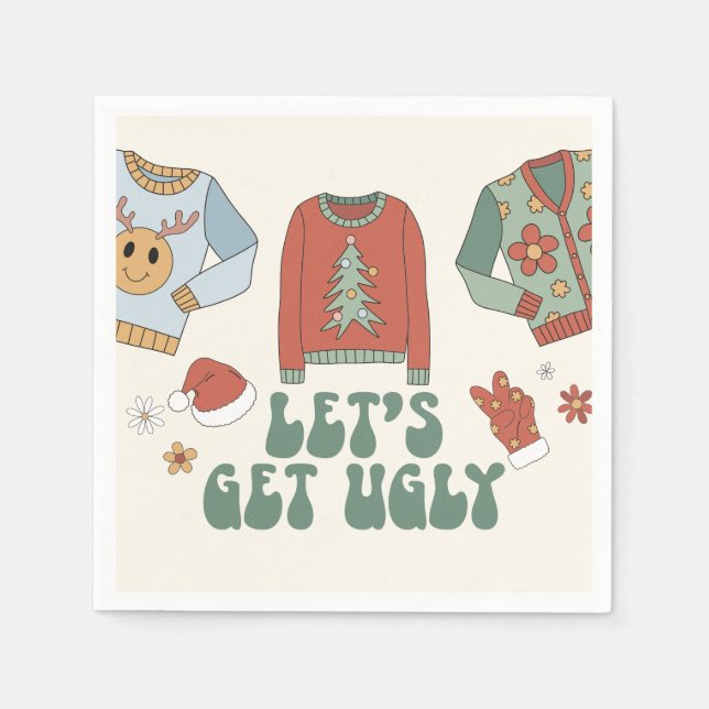 Serviette En Papier Fête de Noël Rétro avec Pull Ugly (Devant)