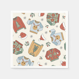 Serviette En Papier Fête de Noël Rétro avec Pull Ugly